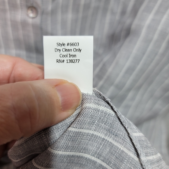 New! Estelle & Finn Women's Gray White Striped Linen Shirt Size XL Lagenlook. - Picture 5 of 7